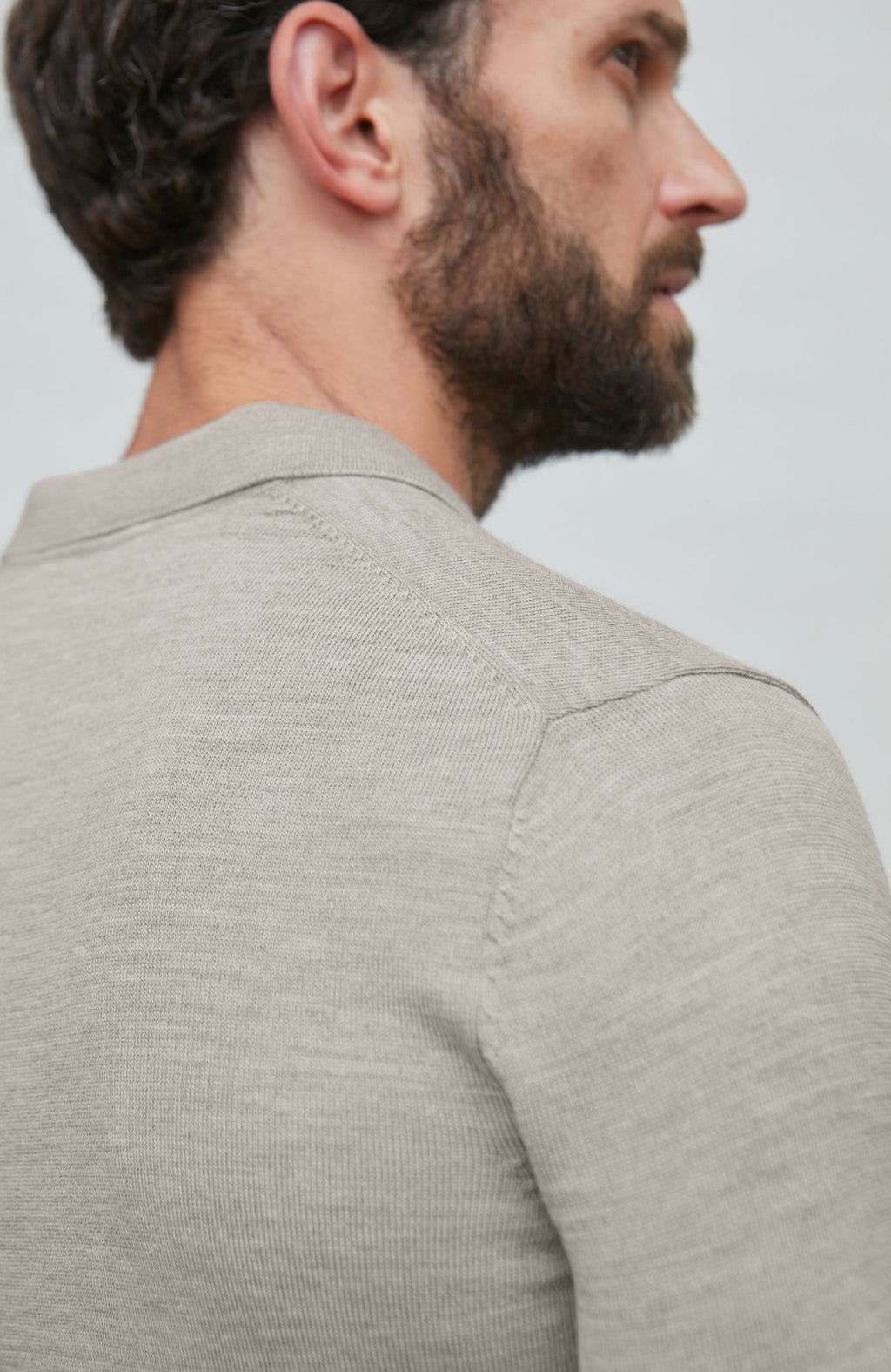 Mens Extra Fine Merino Wool Long Sleeve Polo Shirt