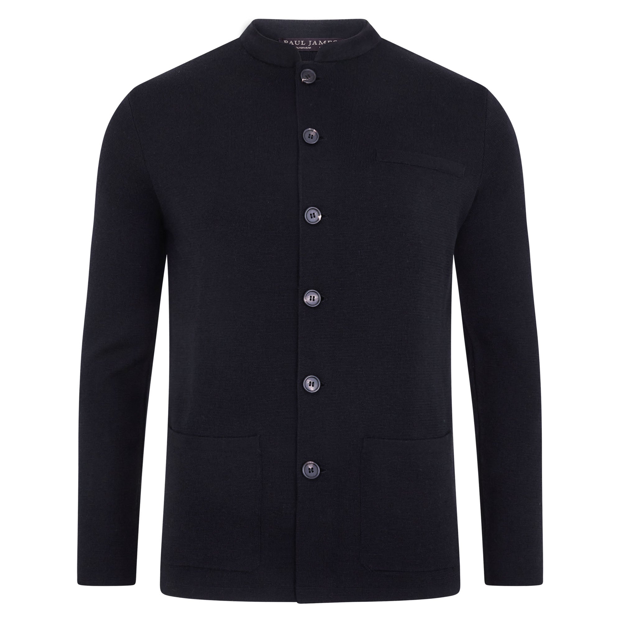Mens Extra Fine Merino Wool Knitted Nehru Jacket
