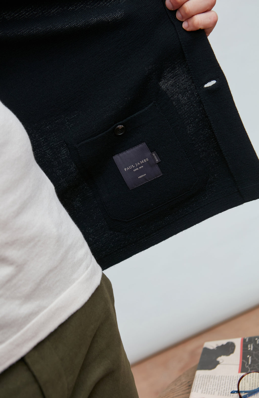 Mens Extra Fine Merino Wool Knitted Nehru Jacket