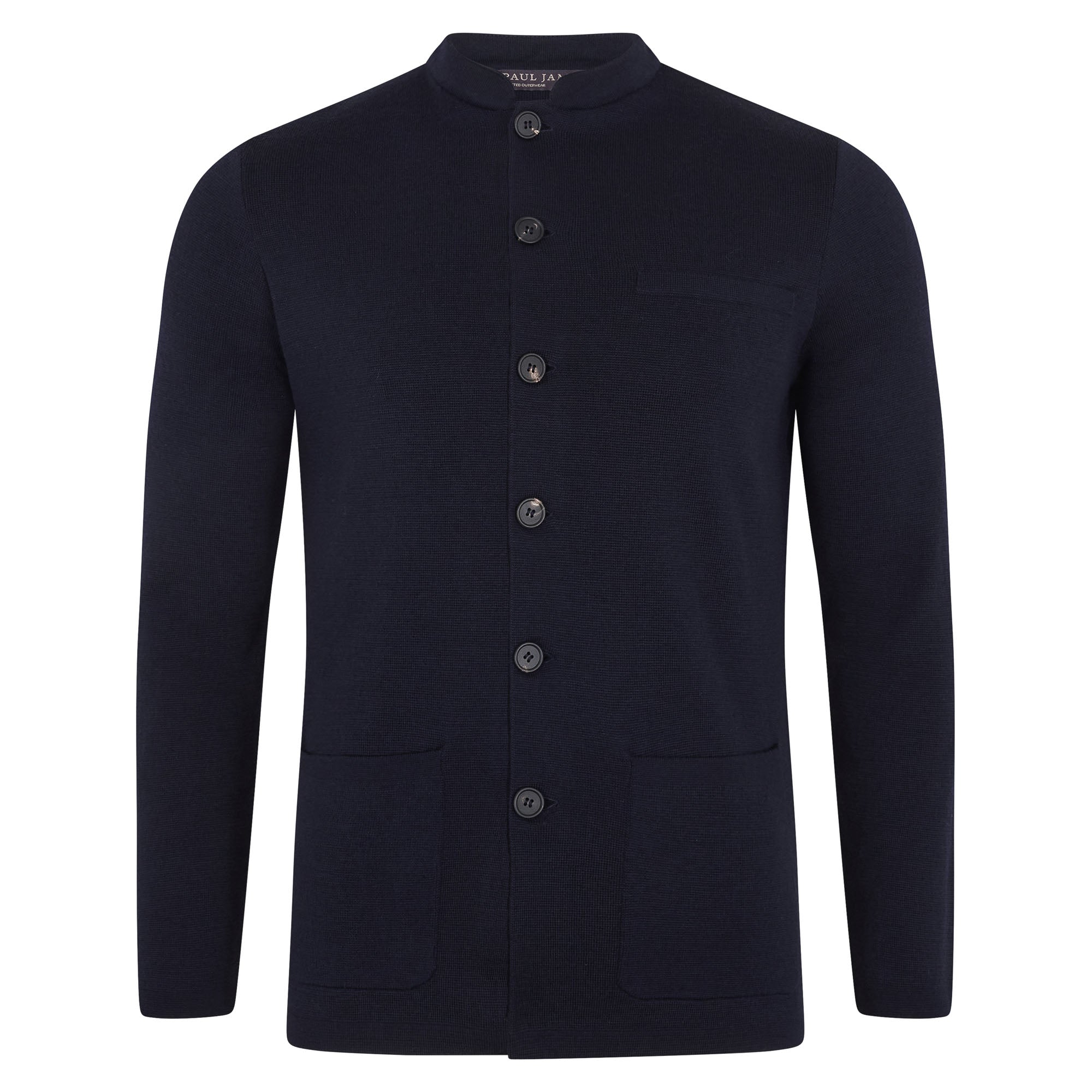 Mens Extra Fine Merino Wool Knitted Nehru Jacket