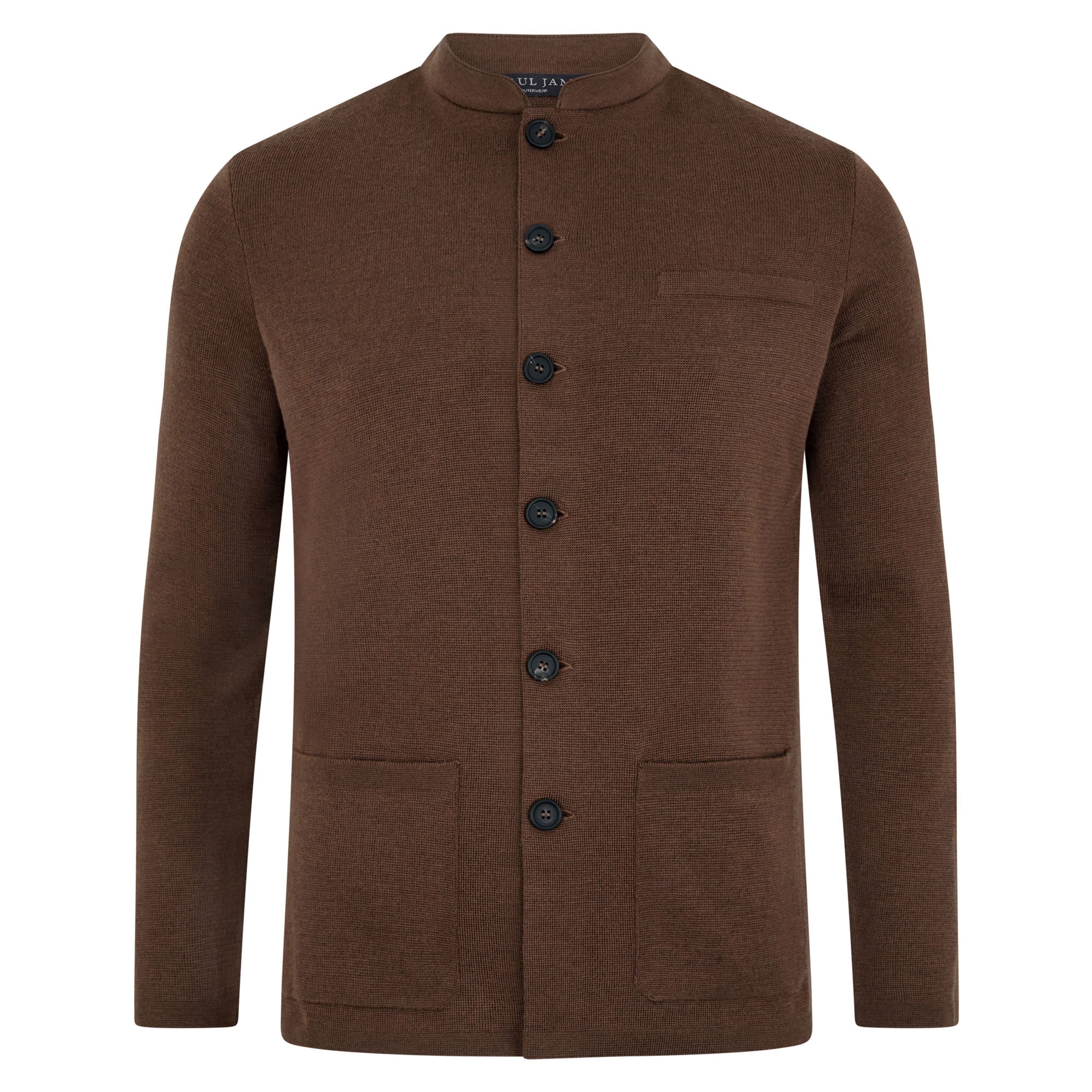 Mens Extra Fine Merino Wool Knitted Nehru Jacket