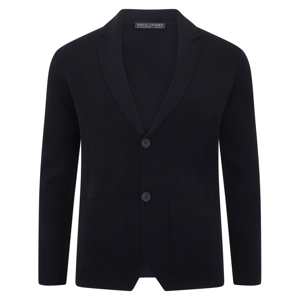 Mens Lightweight Extra Fine Merino Wool Knitted Blazer