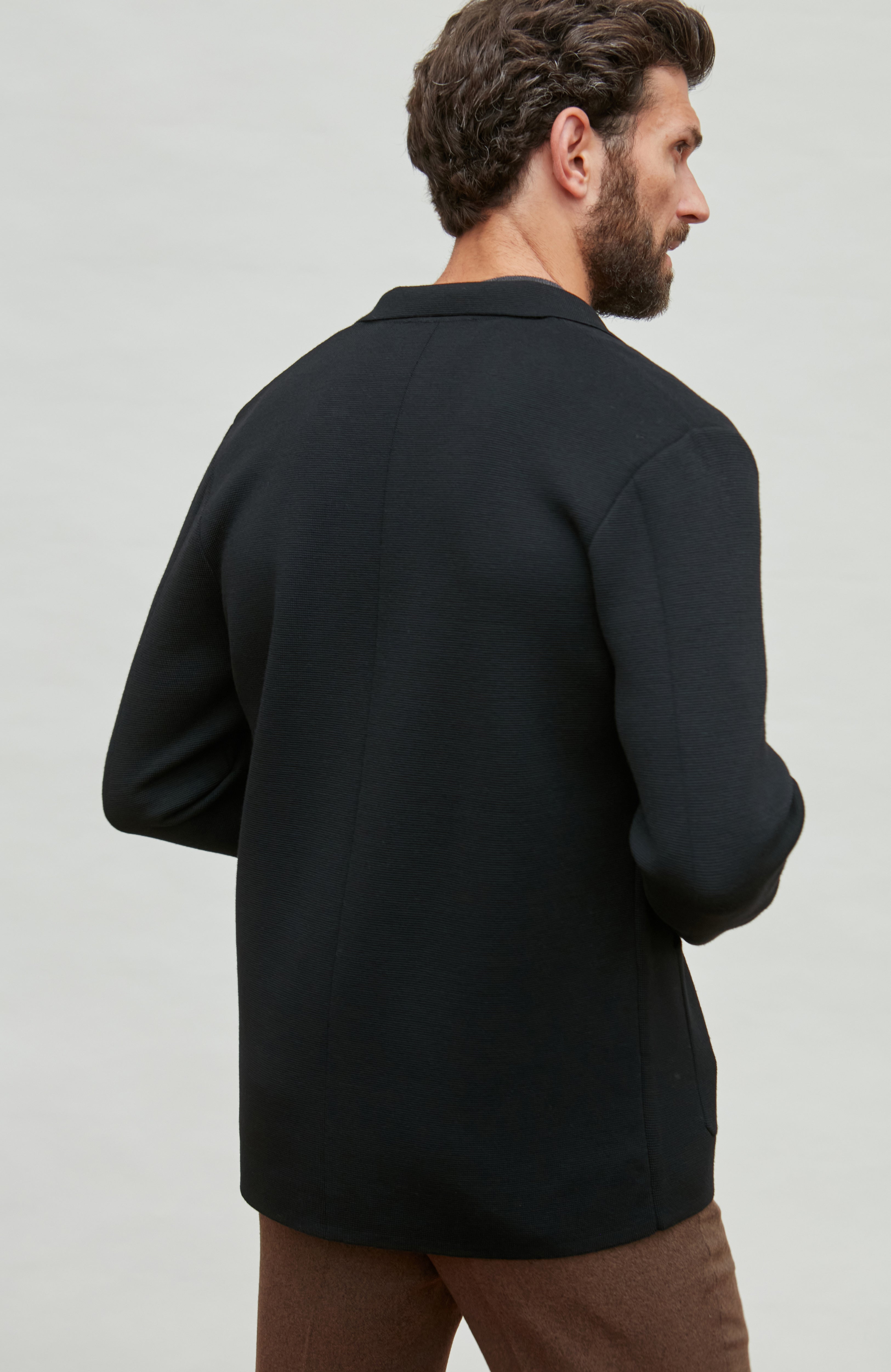 Mens Lightweight Extra Fine Merino Wool Knitted Blazer