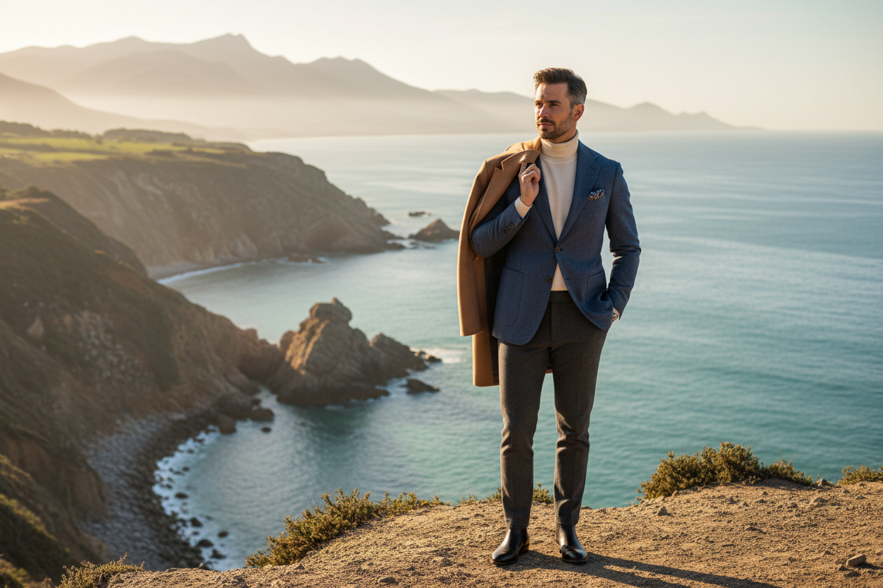 时尚男士风景照