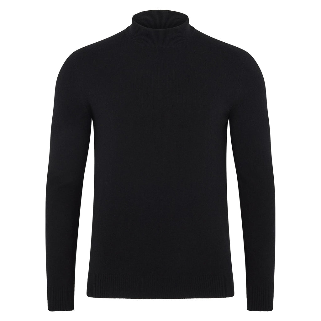 Mens Lightweight Merino Cashmere Mock Turtle Neck Jumper
