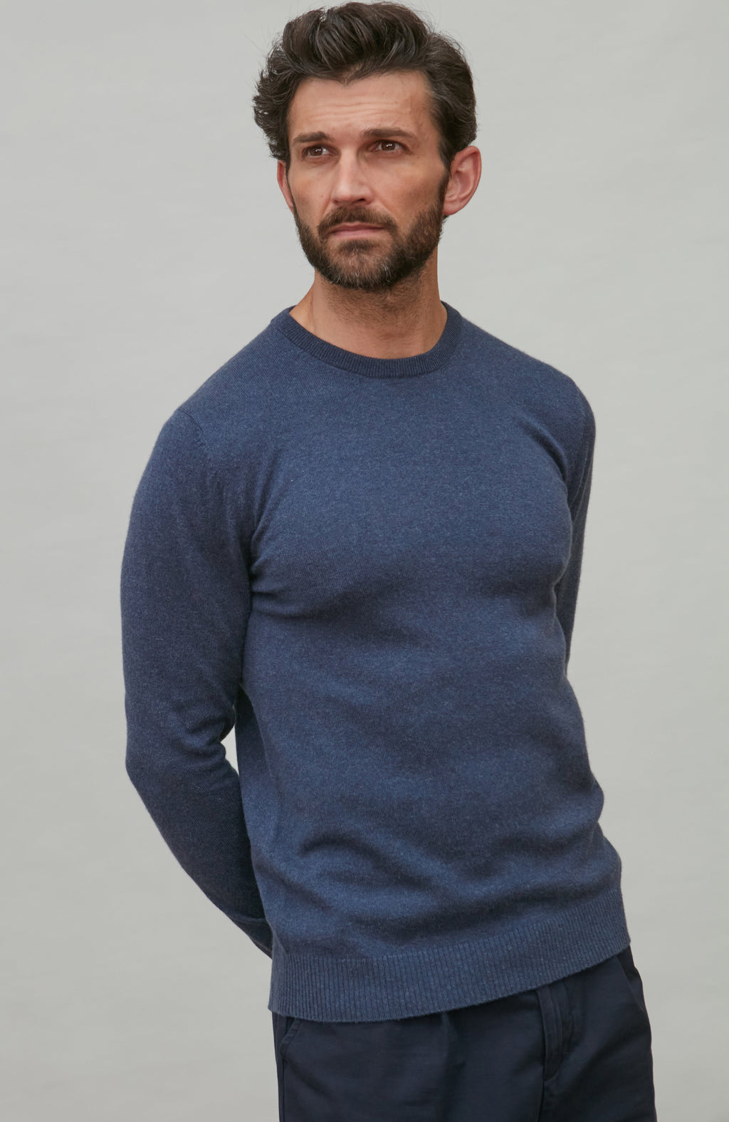 Mens Lightweight Merino Cashmere Crew Neck Jumper