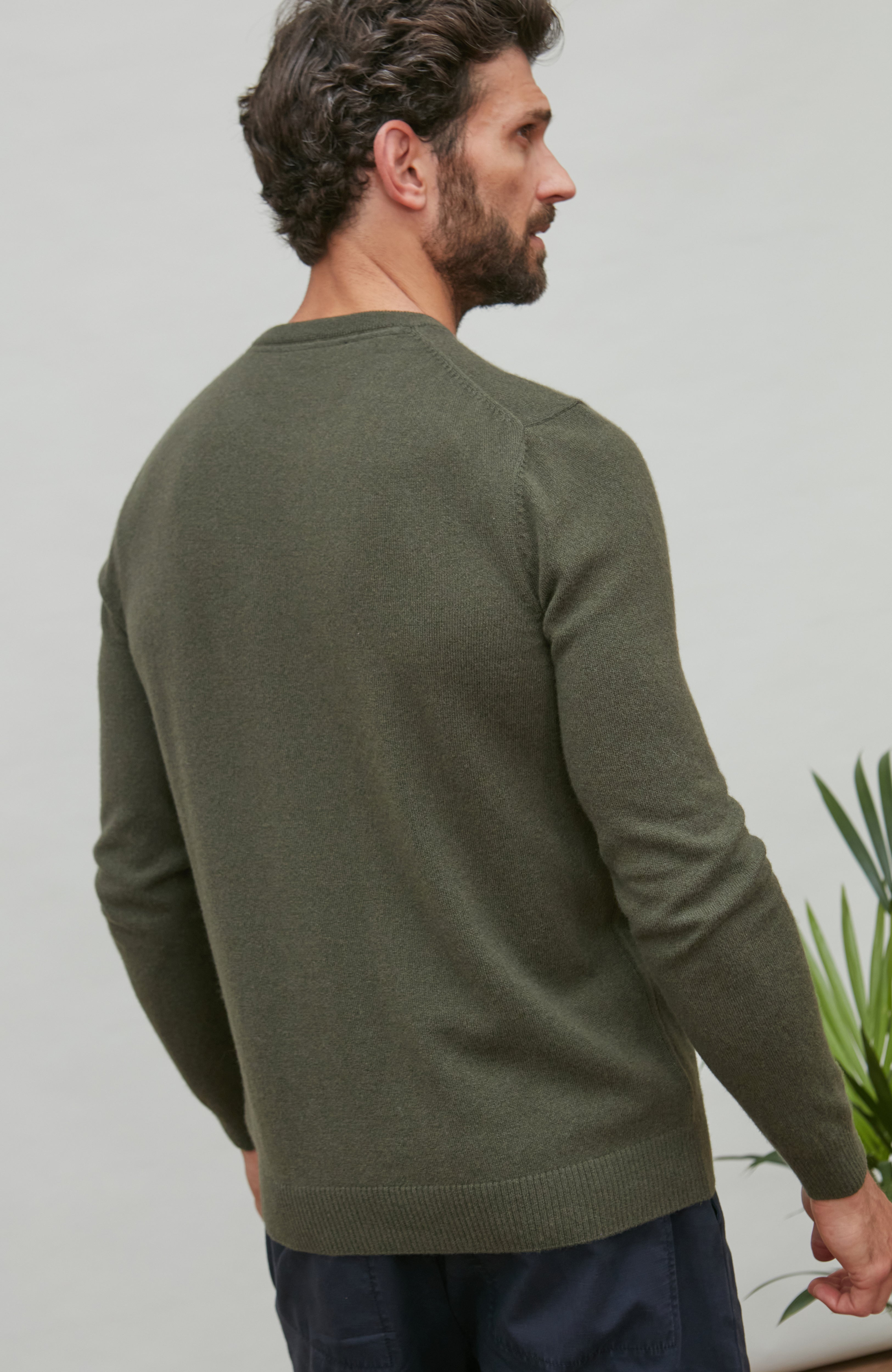 Mens Lightweight Merino Cashmere Crew Neck Jumper