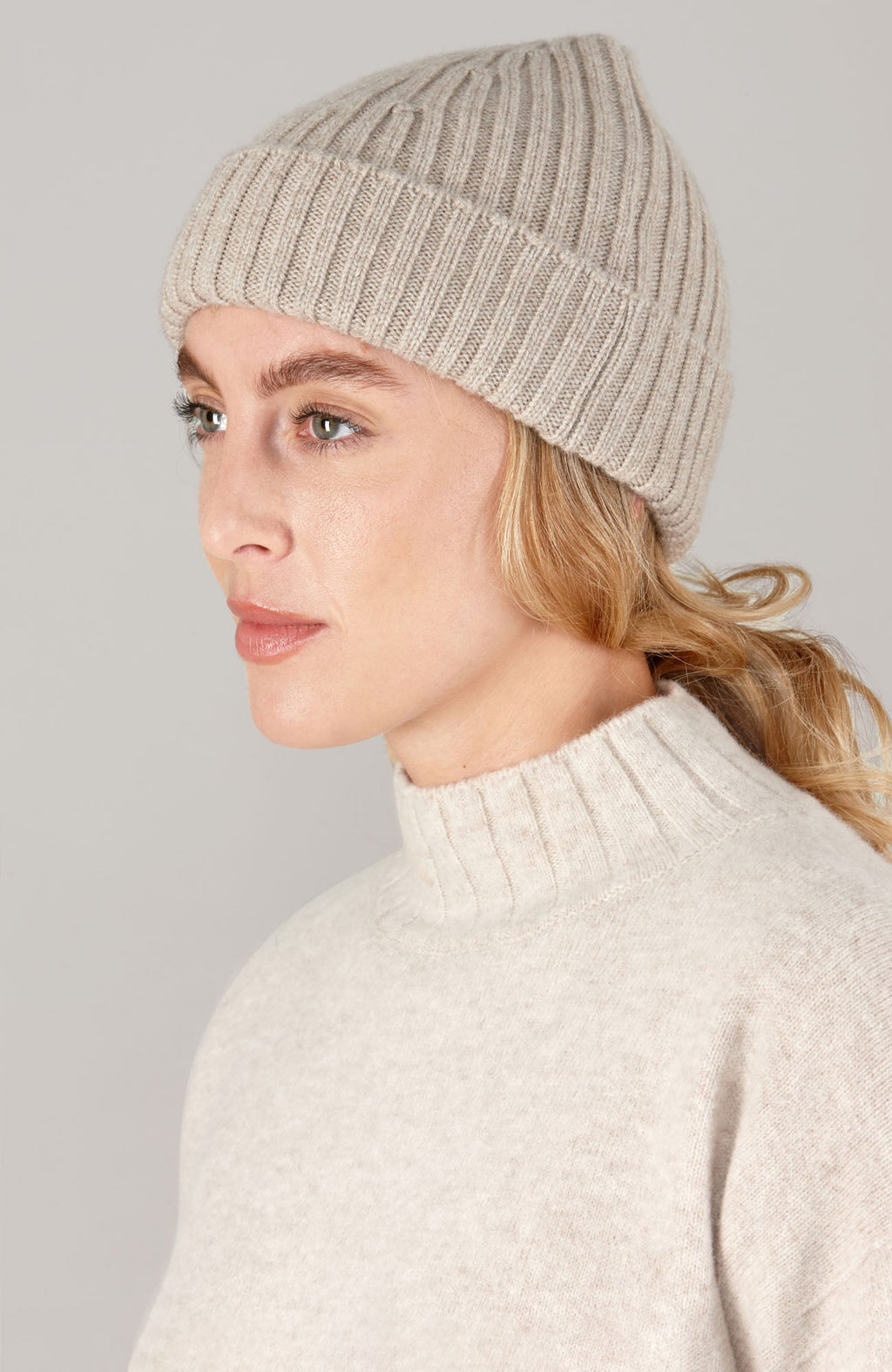 Heavyweight Merino Cashmere Ribbed Beanie