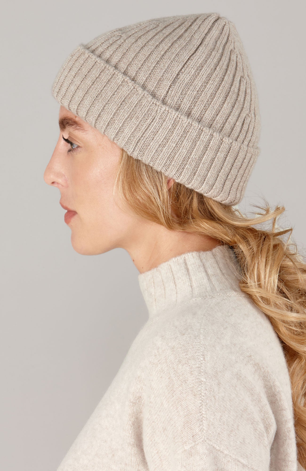 Heavyweight Merino Cashmere Ribbed Beanie