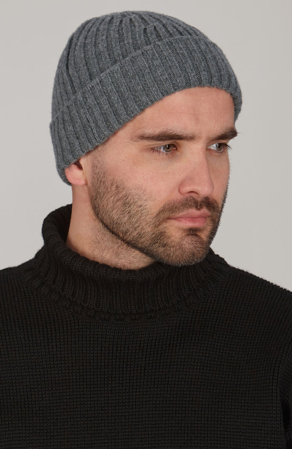Heavyweight Merino Cashmere Ribbed Beanie