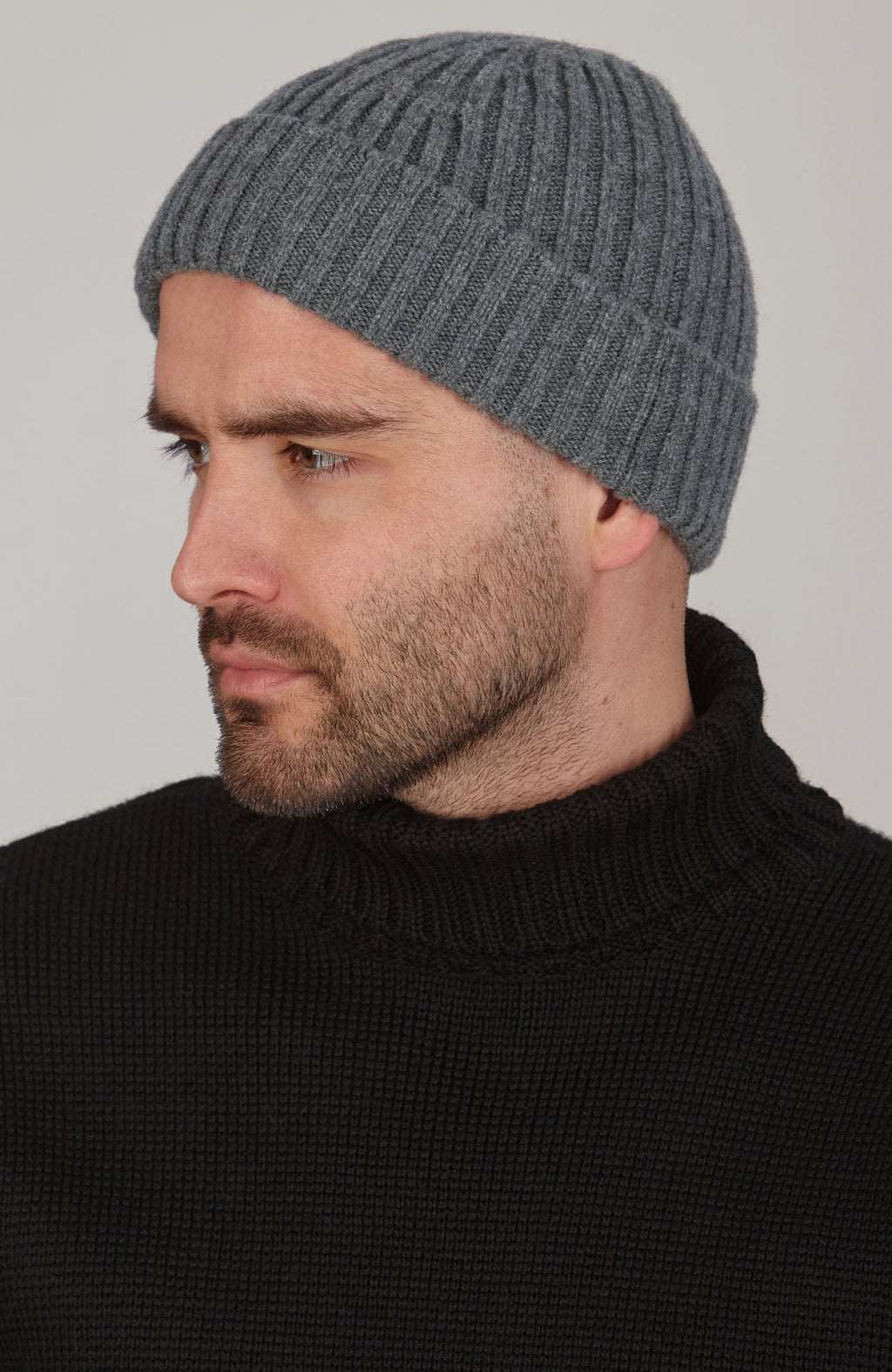 Heavyweight Merino Cashmere Ribbed Beanie