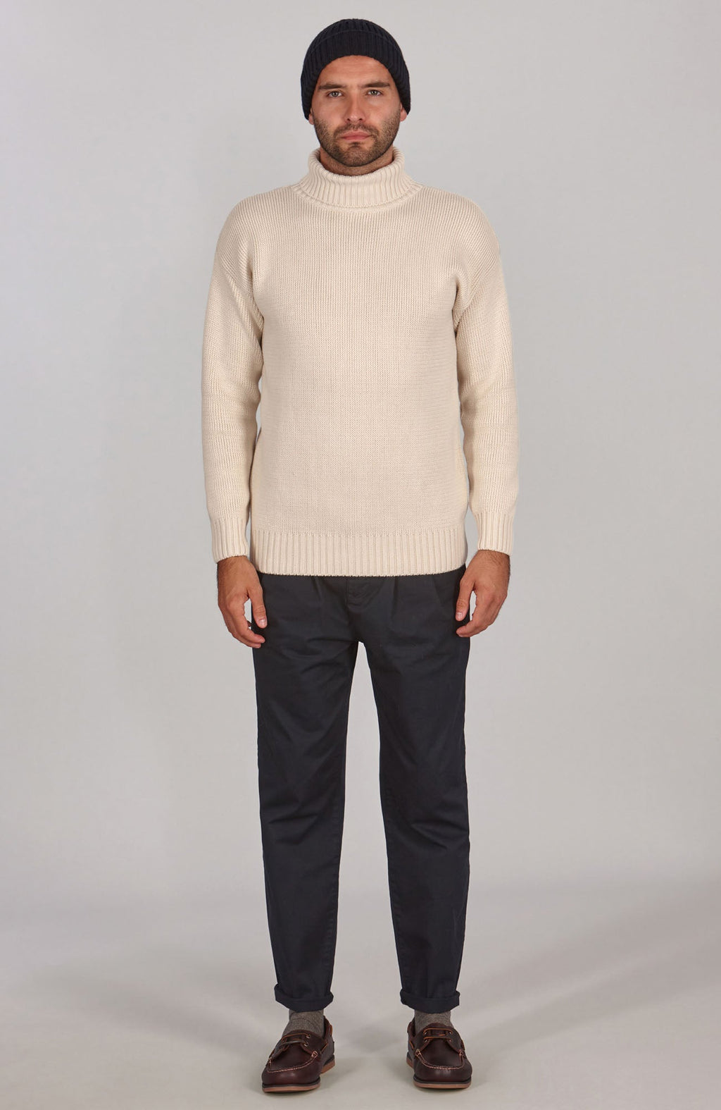 Heavyweight Merino Cashmere Ribbed Beanie