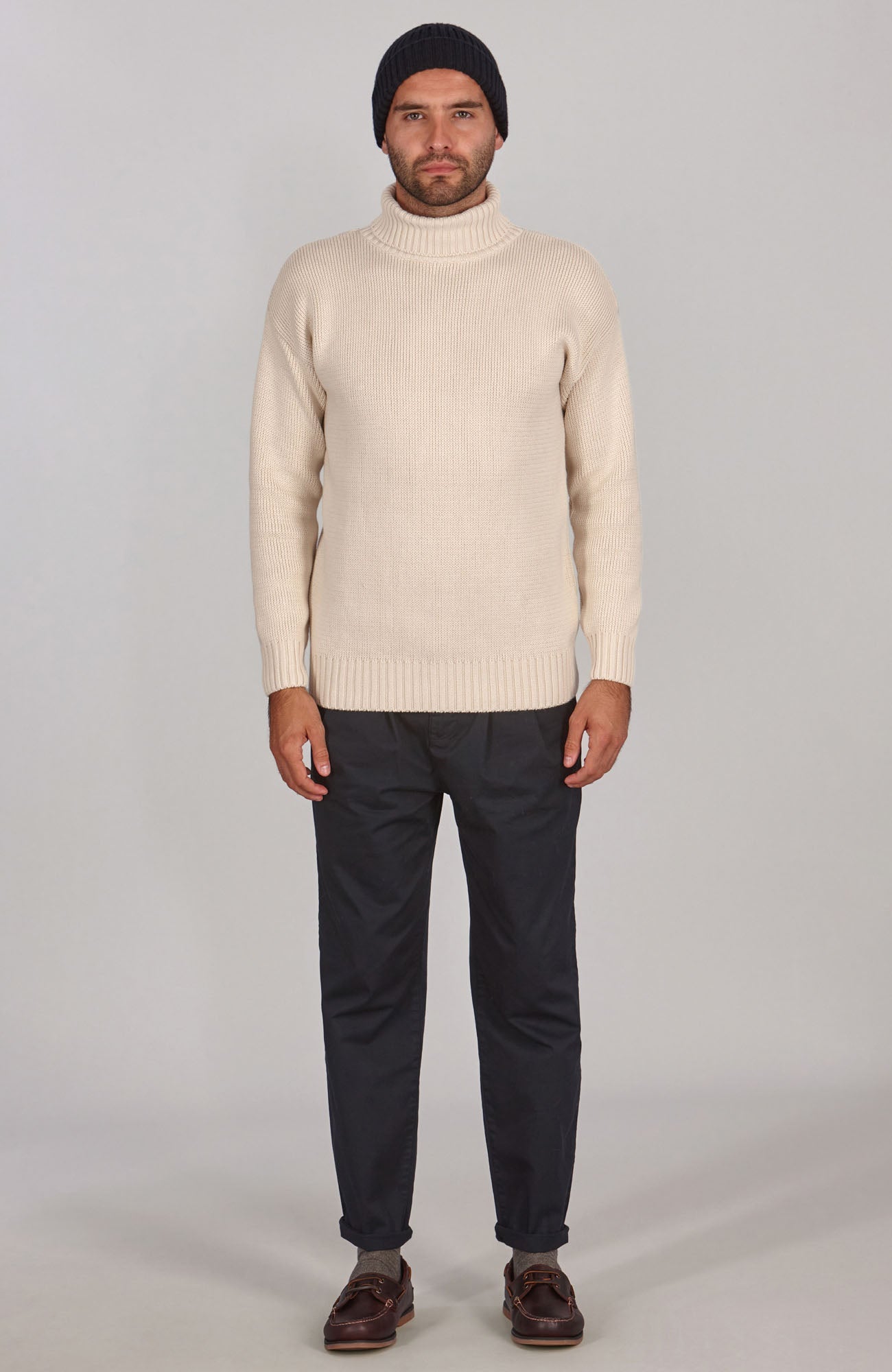 Heavyweight Merino Cashmere Ribbed Beanie