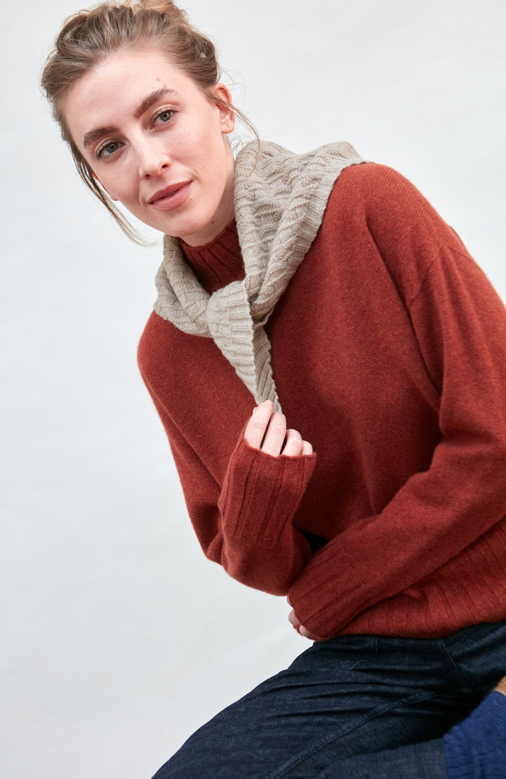 Merino Cashmere Textured Triangle Scarf