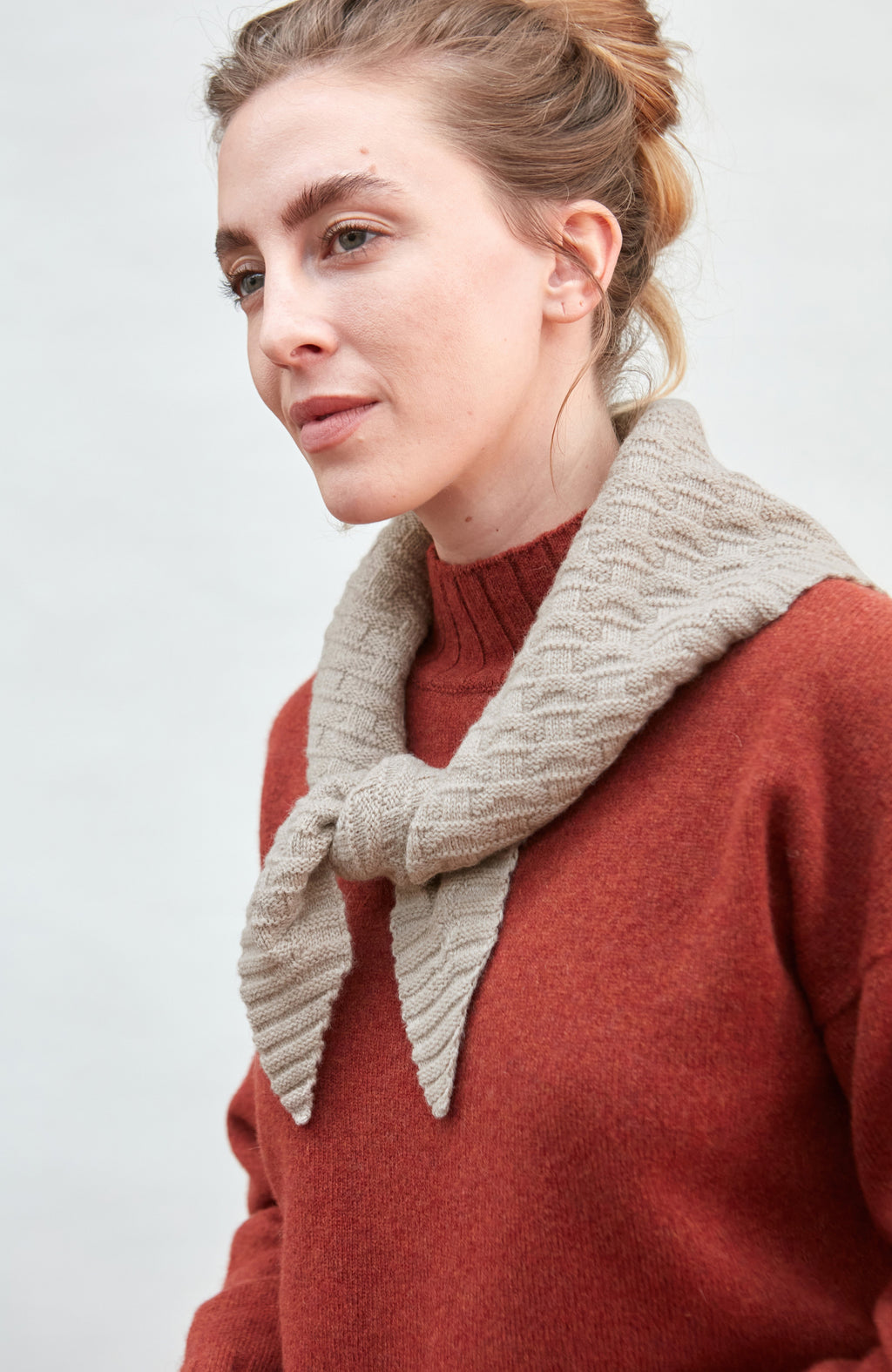Merino Cashmere Textured Triangle Scarf
