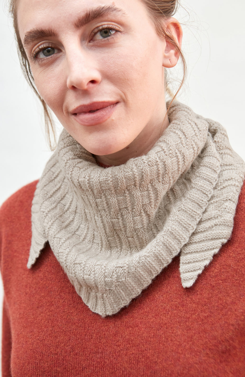 Merino Cashmere Textured Triangle Scarf