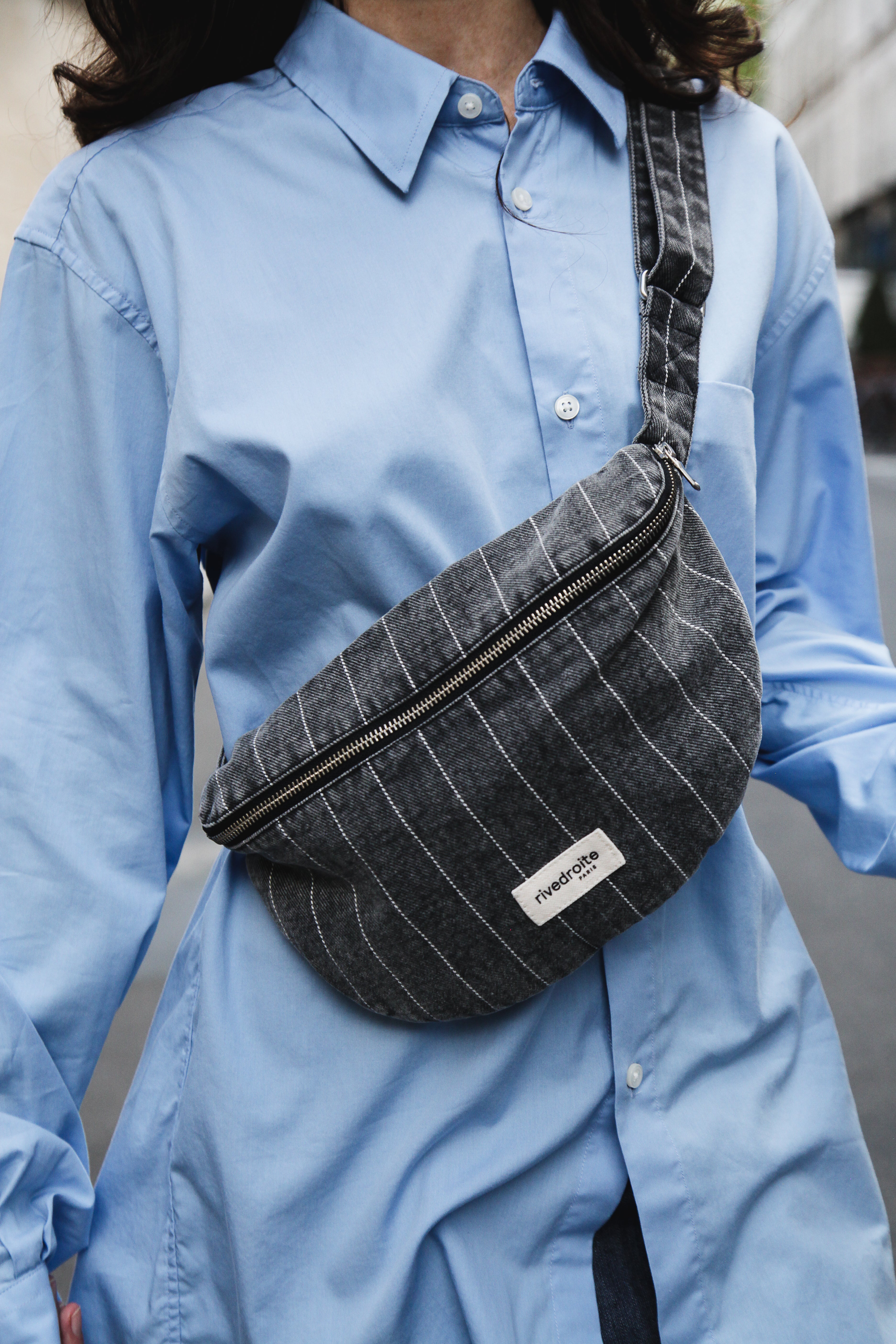 Custine le sac banane - Denim Noir Rayé