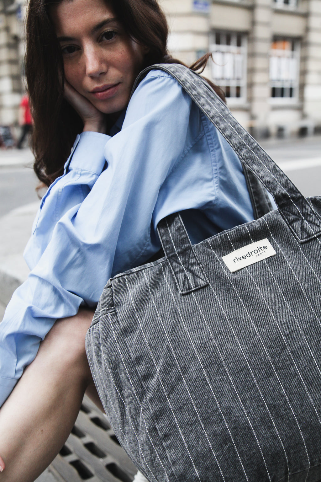 Célestins le sac 24 heures - Denim Noir Rayé