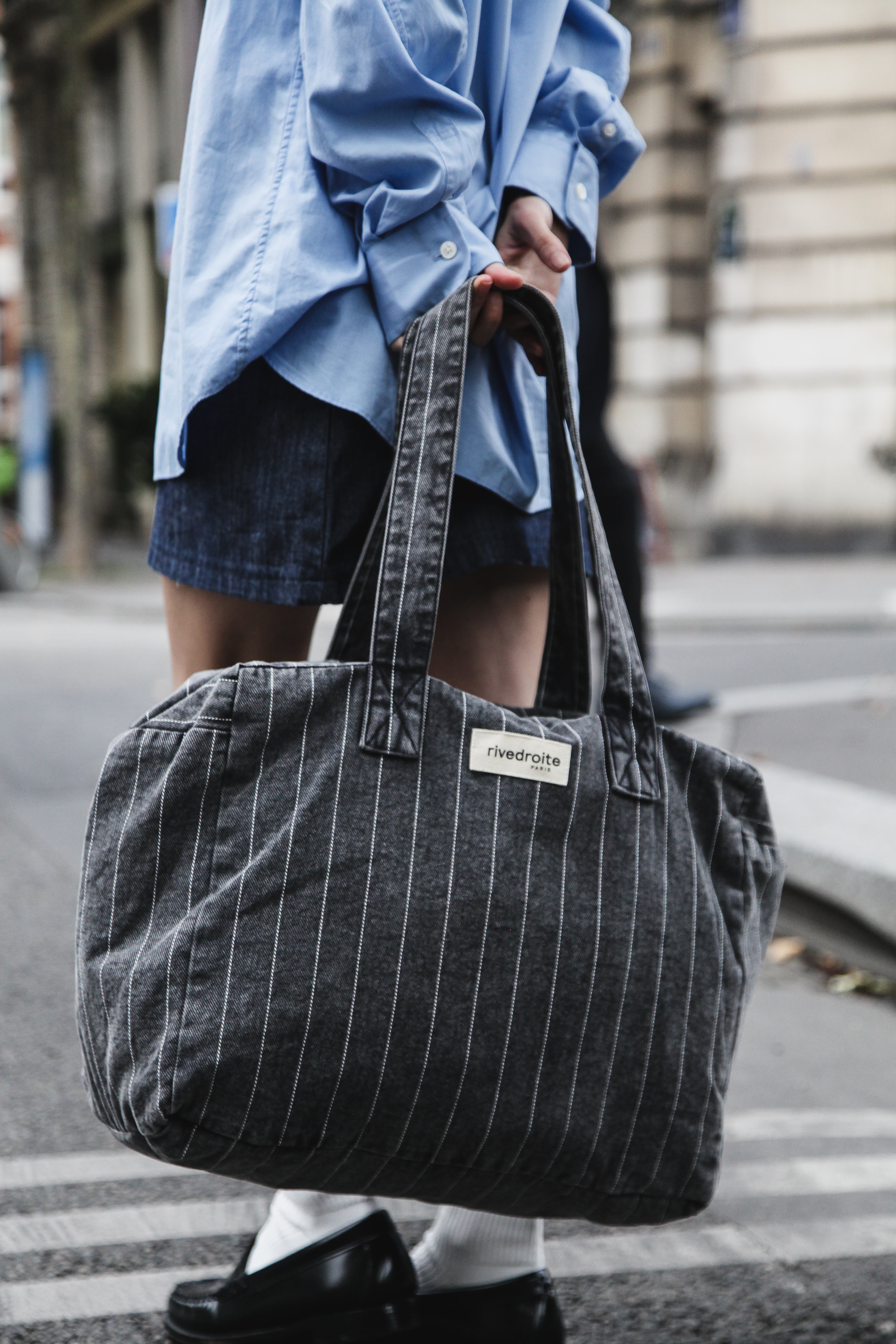 Célestins le sac 24 heures - Denim Noir Rayé