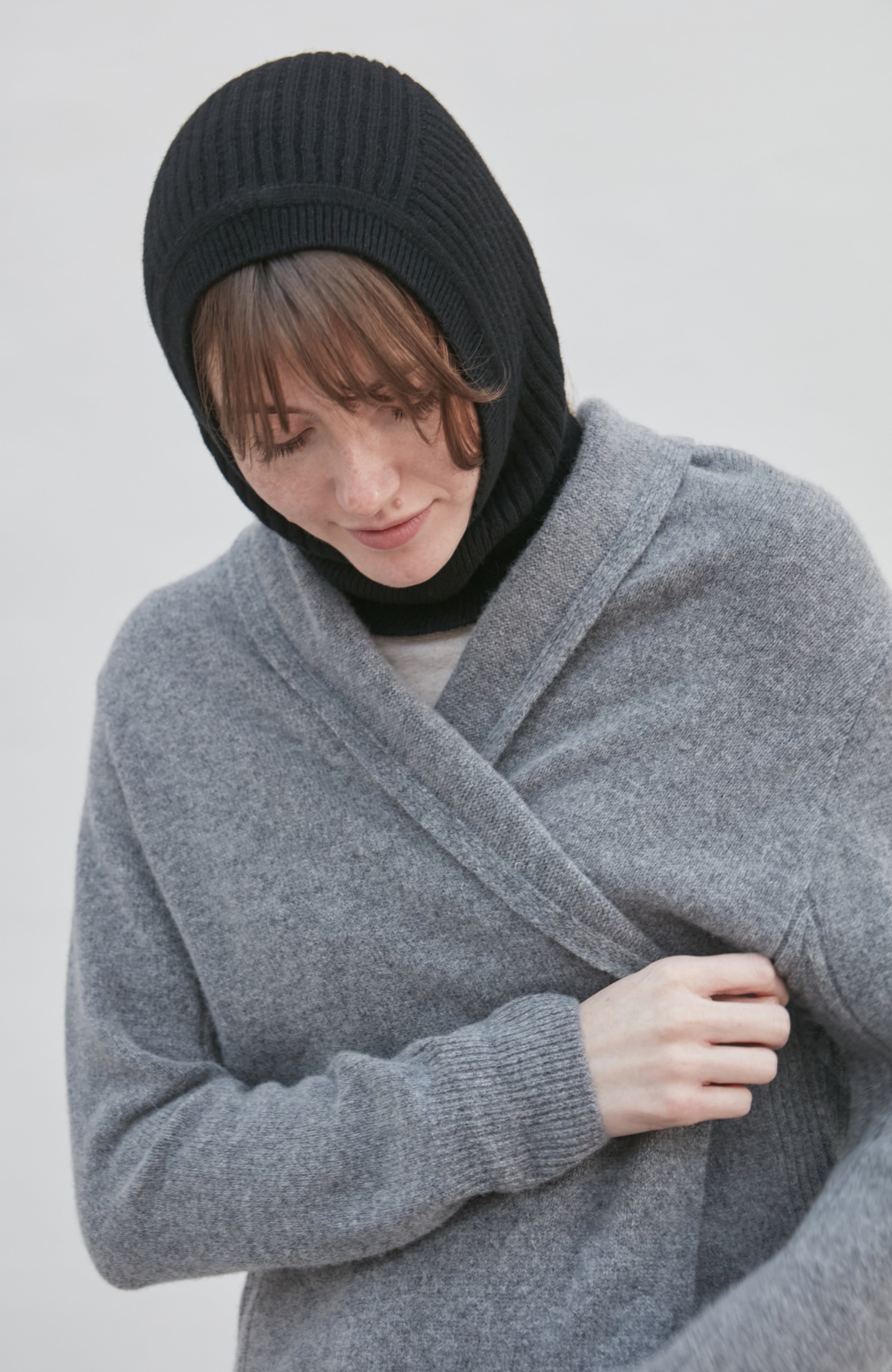 Merino Cashmere Ribbed Open Face Balaclava