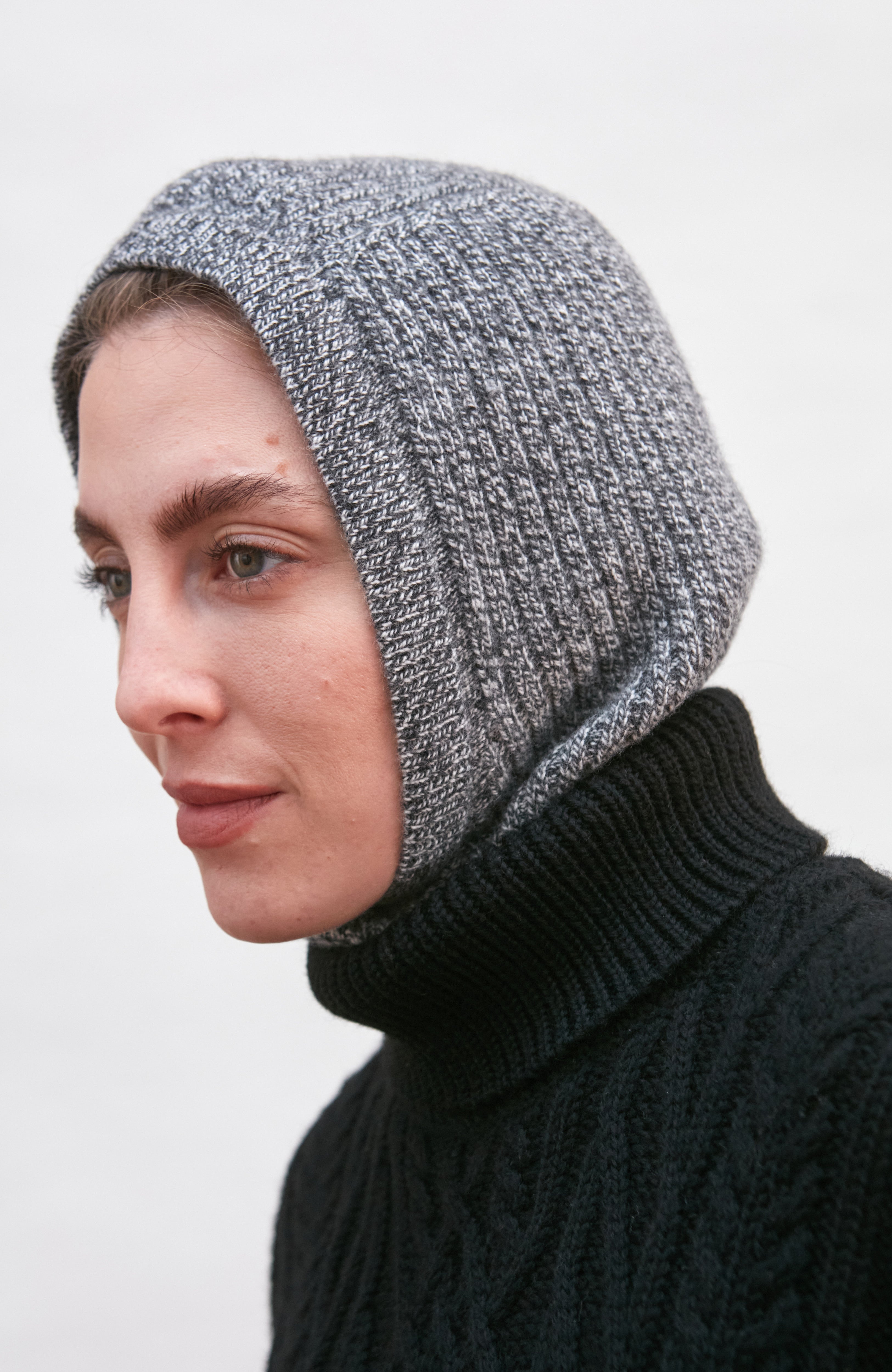Merino Cashmere Ribbed Open Face Balaclava