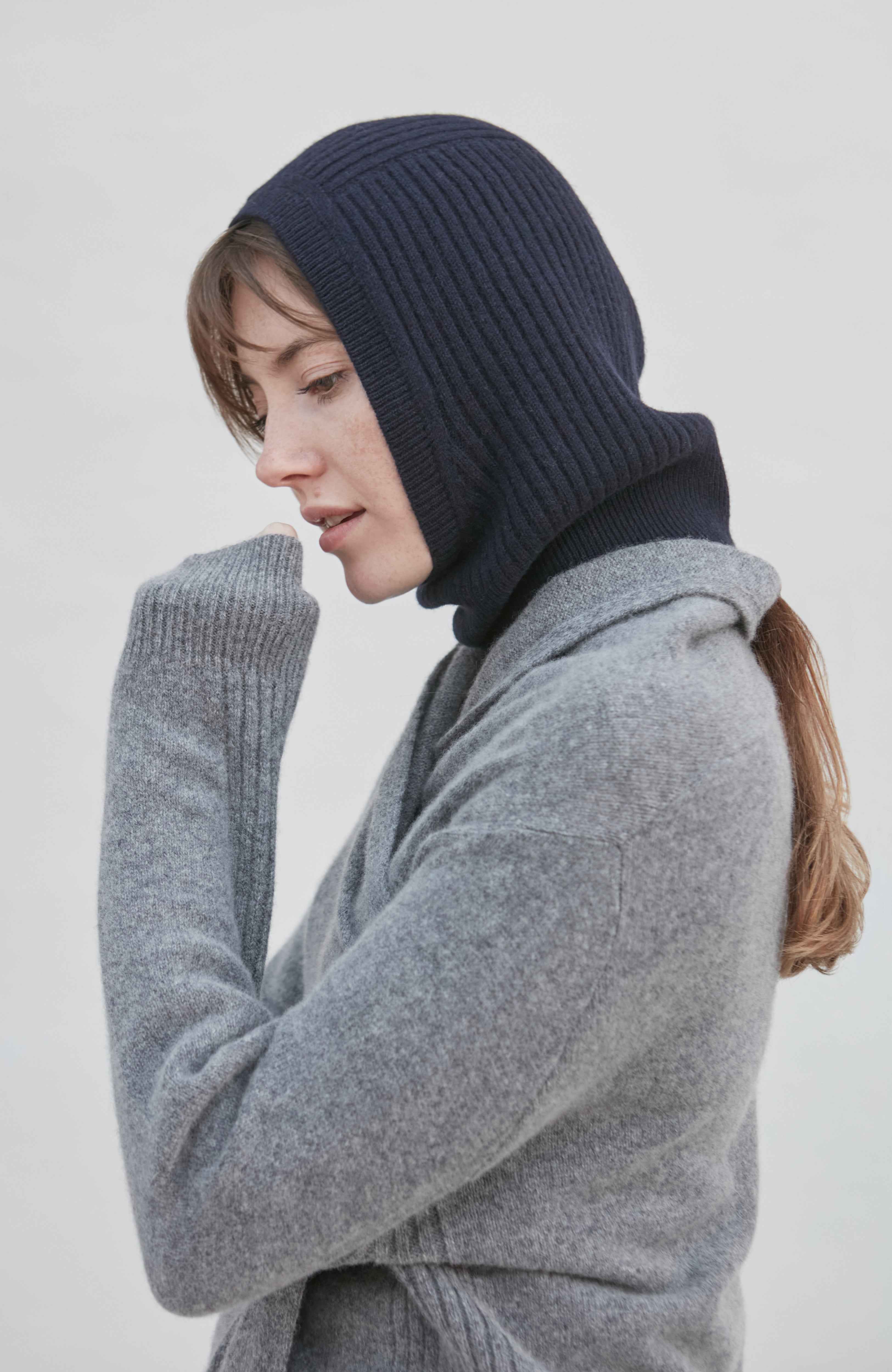 Merino Cashmere Ribbed Open Face Balaclava