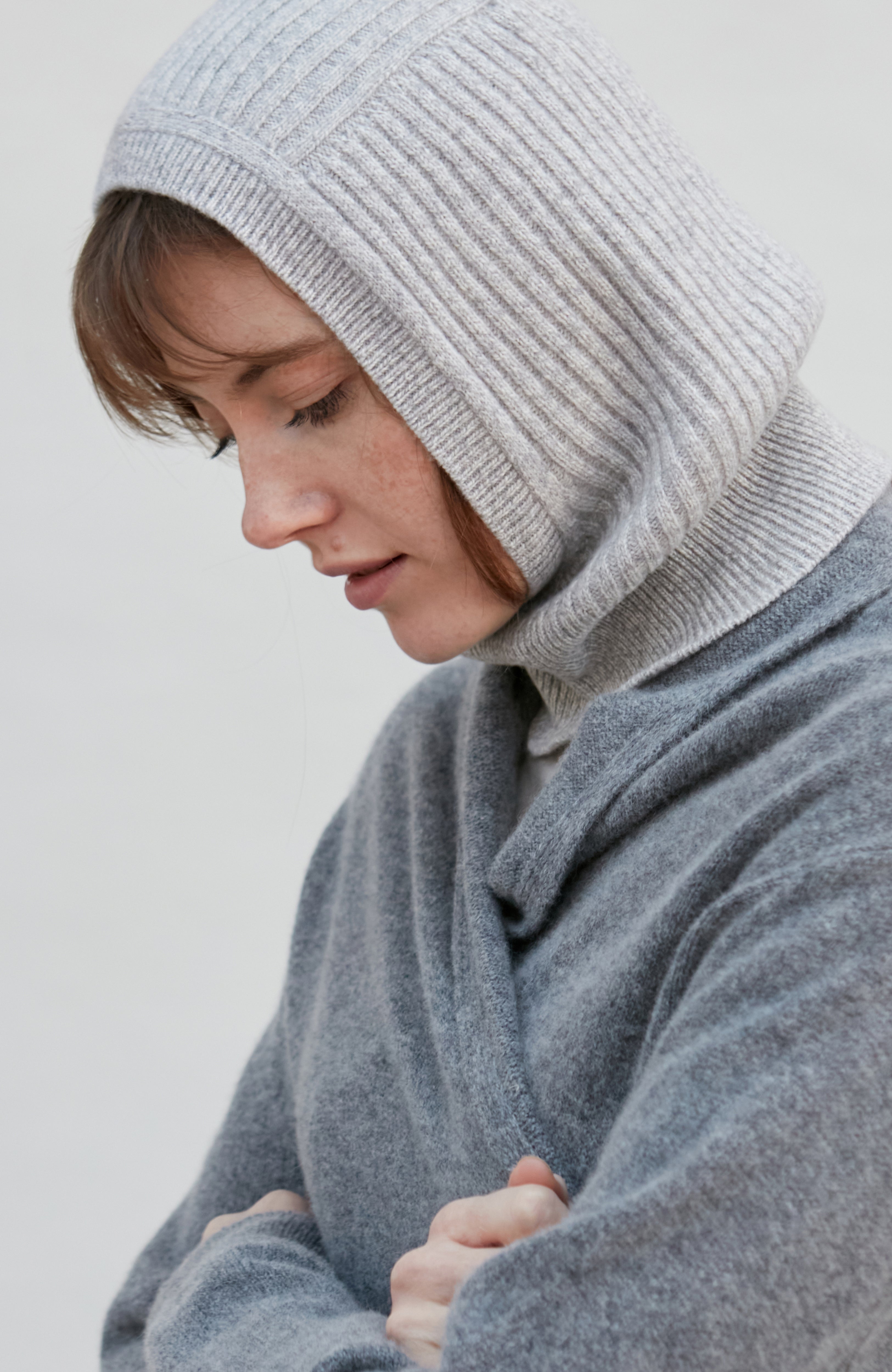 Merino Cashmere Ribbed Open Face Balaclava