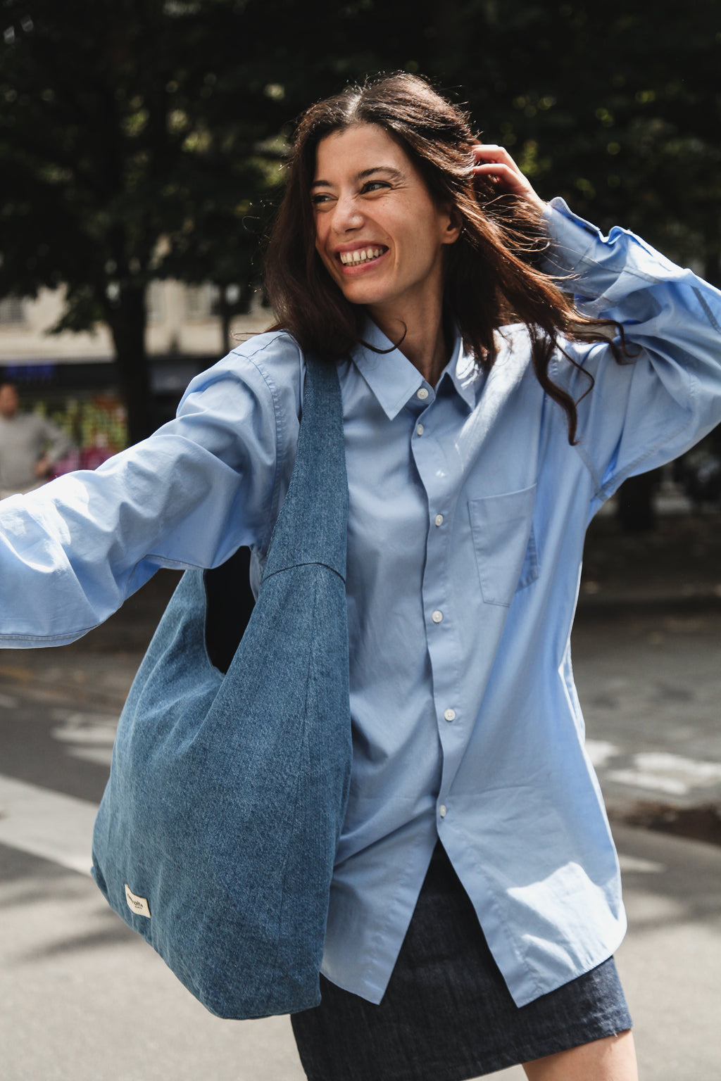 Richelieu le sac hobo - Denim Clair Upcyclé