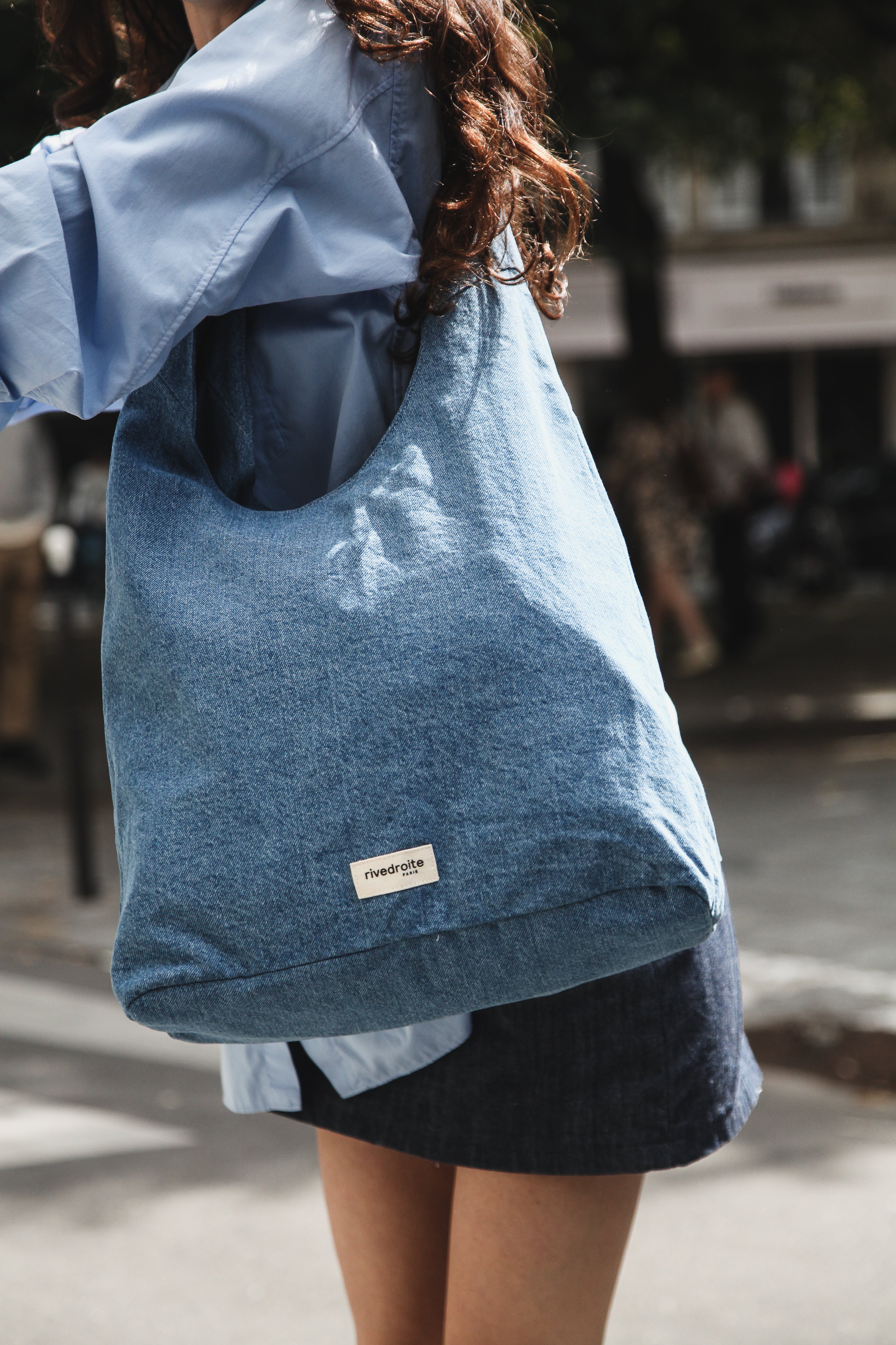 Richelieu le sac hobo - Denim Clair Upcyclé