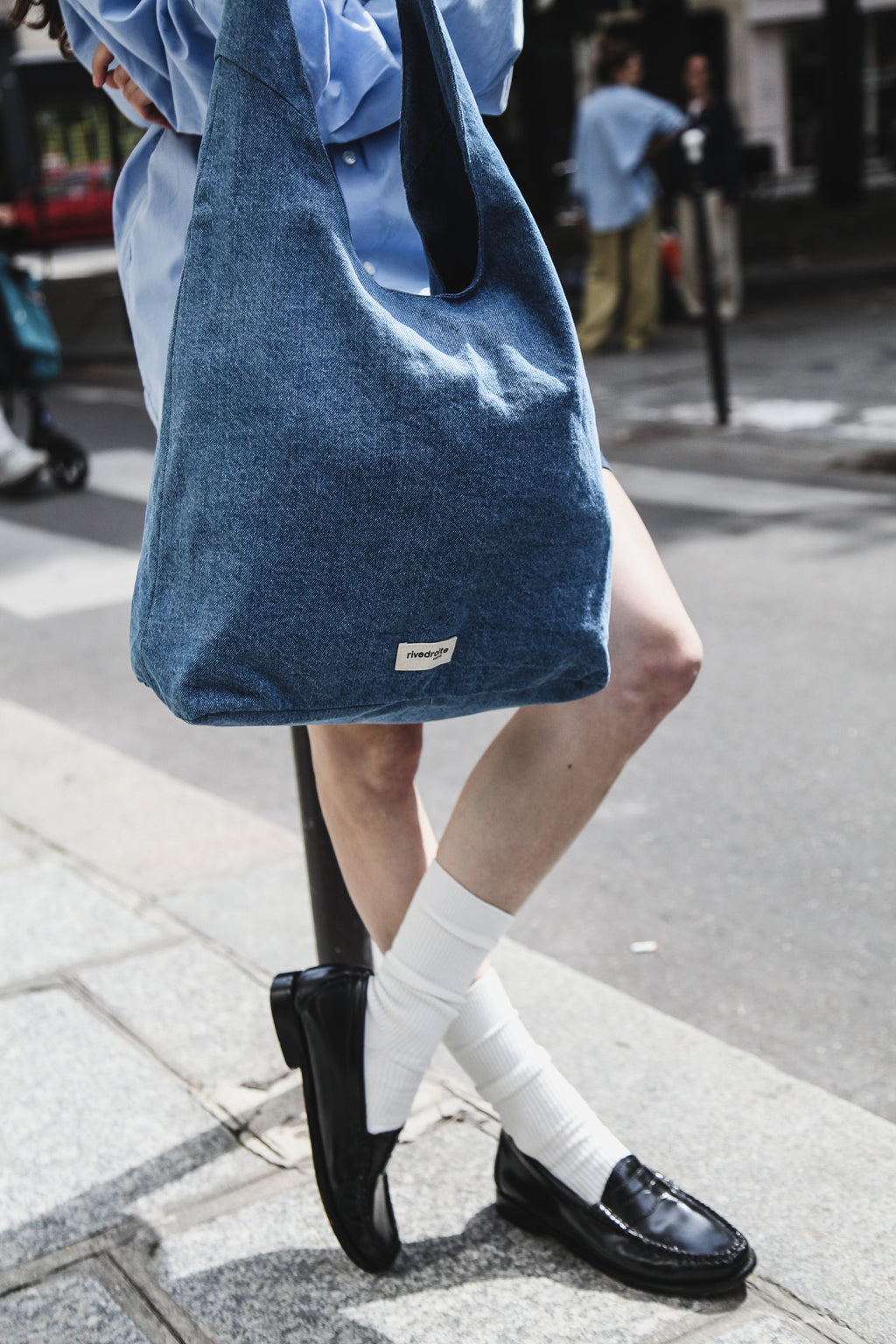 Richelieu le sac hobo - Denim Clair Upcyclé