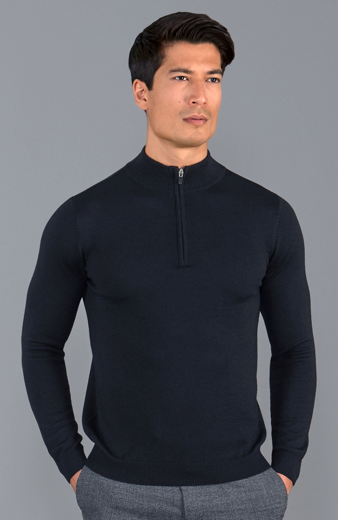 Mens Extra Fine Merino Wool Quarter Zip Jumper
