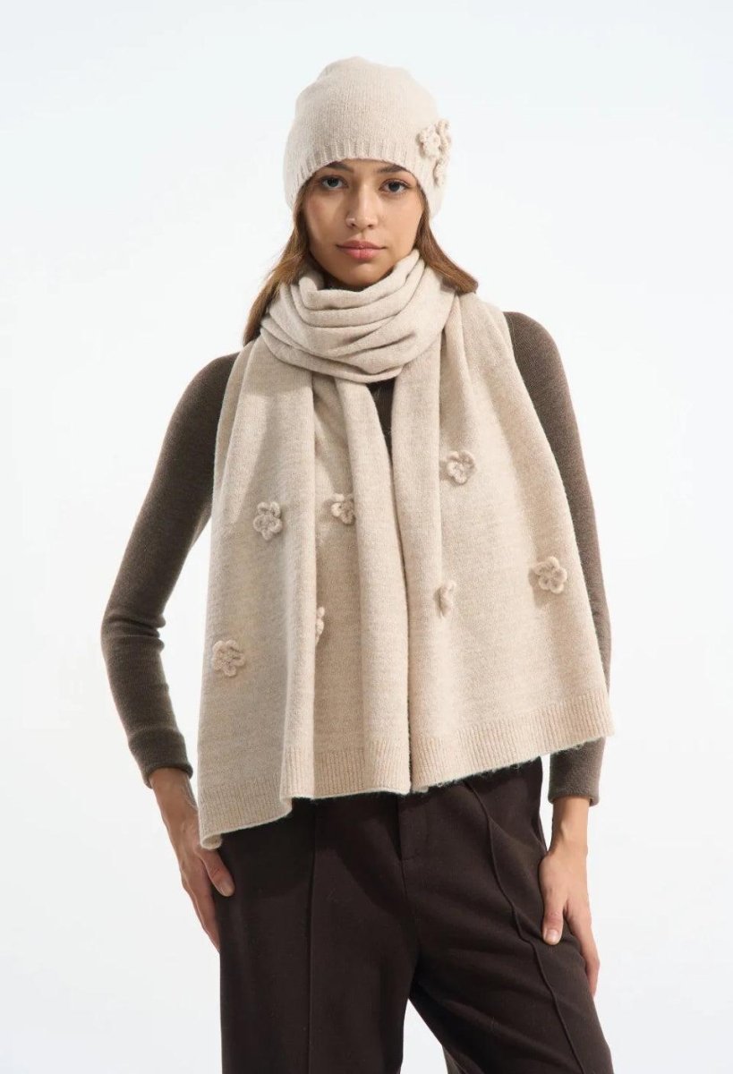 Alma beige Bloom tørklæde