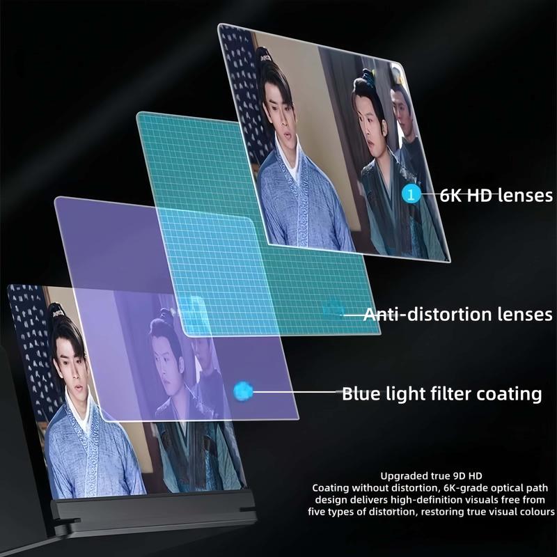 Mobile Phone Magnifier - Ultra-HD Screen Magnifier for Easy TV Viewing Orientation for Landscapes Use Eye Protection Full-Screen Mobile Phone Magnification-10"